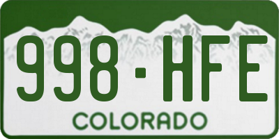 CO license plate 998HFE