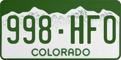 CO license plate 998HFO