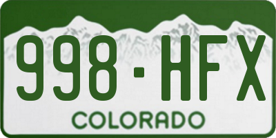 CO license plate 998HFX