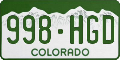 CO license plate 998HGD