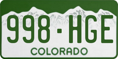 CO license plate 998HGE