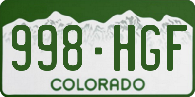CO license plate 998HGF