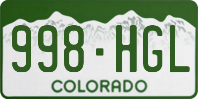 CO license plate 998HGL