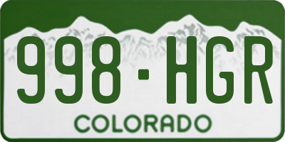 CO license plate 998HGR