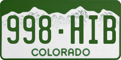 CO license plate 998HIB