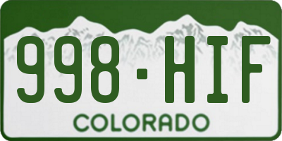 CO license plate 998HIF