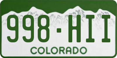 CO license plate 998HII