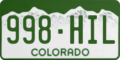 CO license plate 998HIL