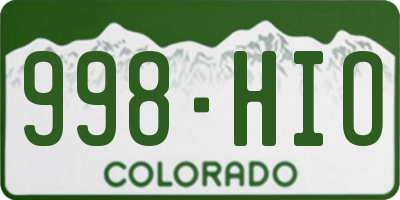 CO license plate 998HIO