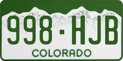 CO license plate 998HJB