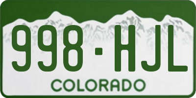 CO license plate 998HJL