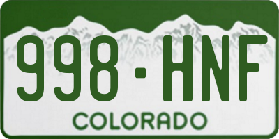 CO license plate 998HNF