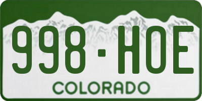 CO license plate 998HOE
