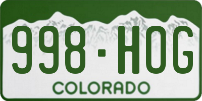 CO license plate 998HOG