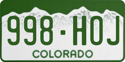 CO license plate 998HOJ