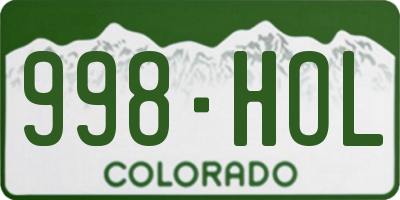 CO license plate 998HOL
