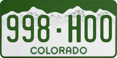 CO license plate 998HOO