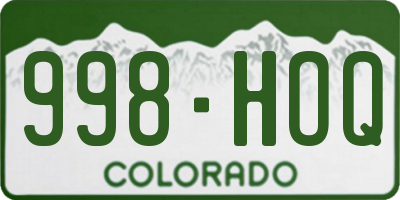 CO license plate 998HOQ