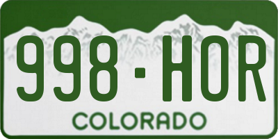 CO license plate 998HOR