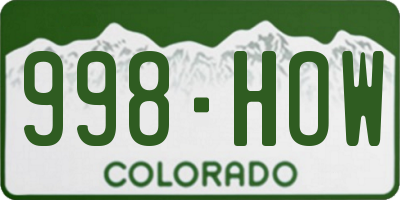 CO license plate 998HOW