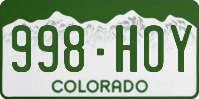 CO license plate 998HOY
