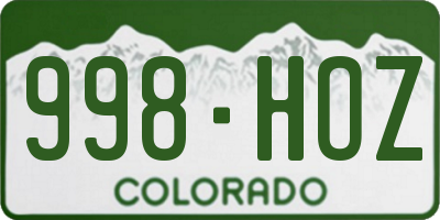 CO license plate 998HOZ