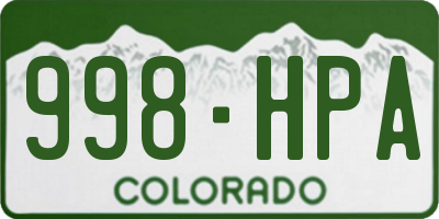 CO license plate 998HPA