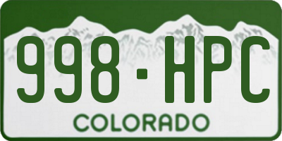 CO license plate 998HPC