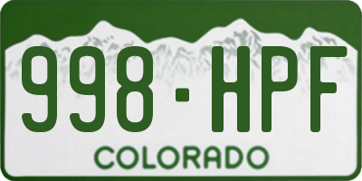 CO license plate 998HPF