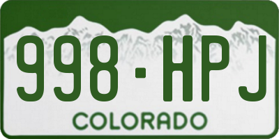 CO license plate 998HPJ