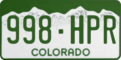 CO license plate 998HPR