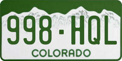 CO license plate 998HQL