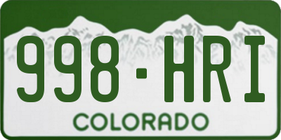CO license plate 998HRI