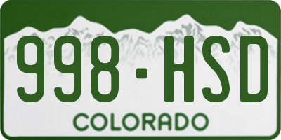 CO license plate 998HSD