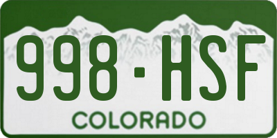 CO license plate 998HSF