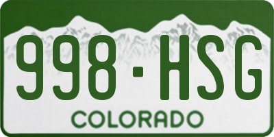 CO license plate 998HSG