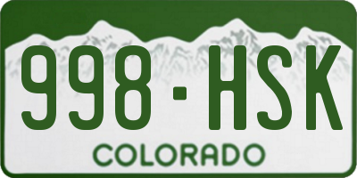 CO license plate 998HSK