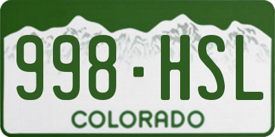 CO license plate 998HSL
