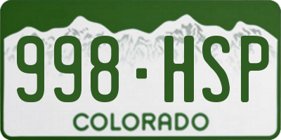 CO license plate 998HSP