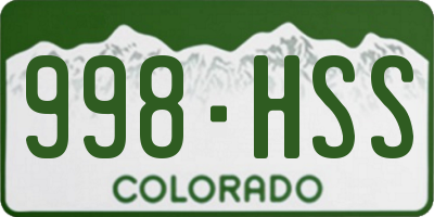 CO license plate 998HSS