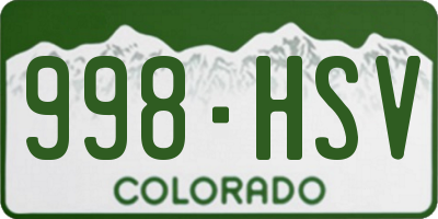 CO license plate 998HSV