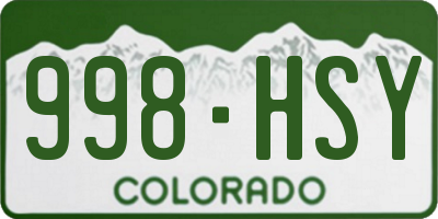 CO license plate 998HSY