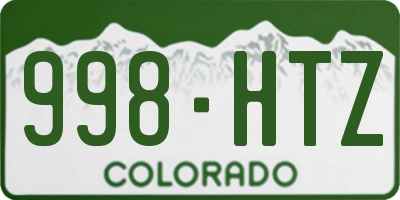CO license plate 998HTZ