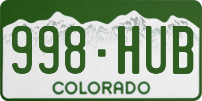 CO license plate 998HUB