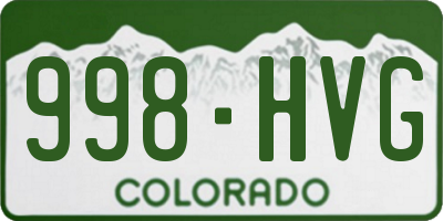 CO license plate 998HVG