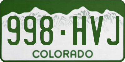 CO license plate 998HVJ