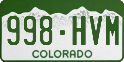 CO license plate 998HVM