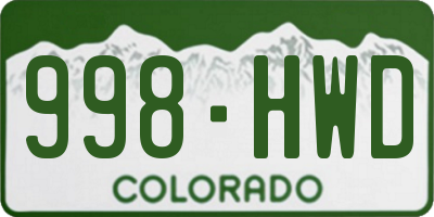 CO license plate 998HWD