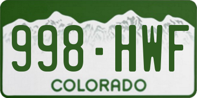 CO license plate 998HWF