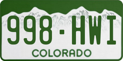 CO license plate 998HWI